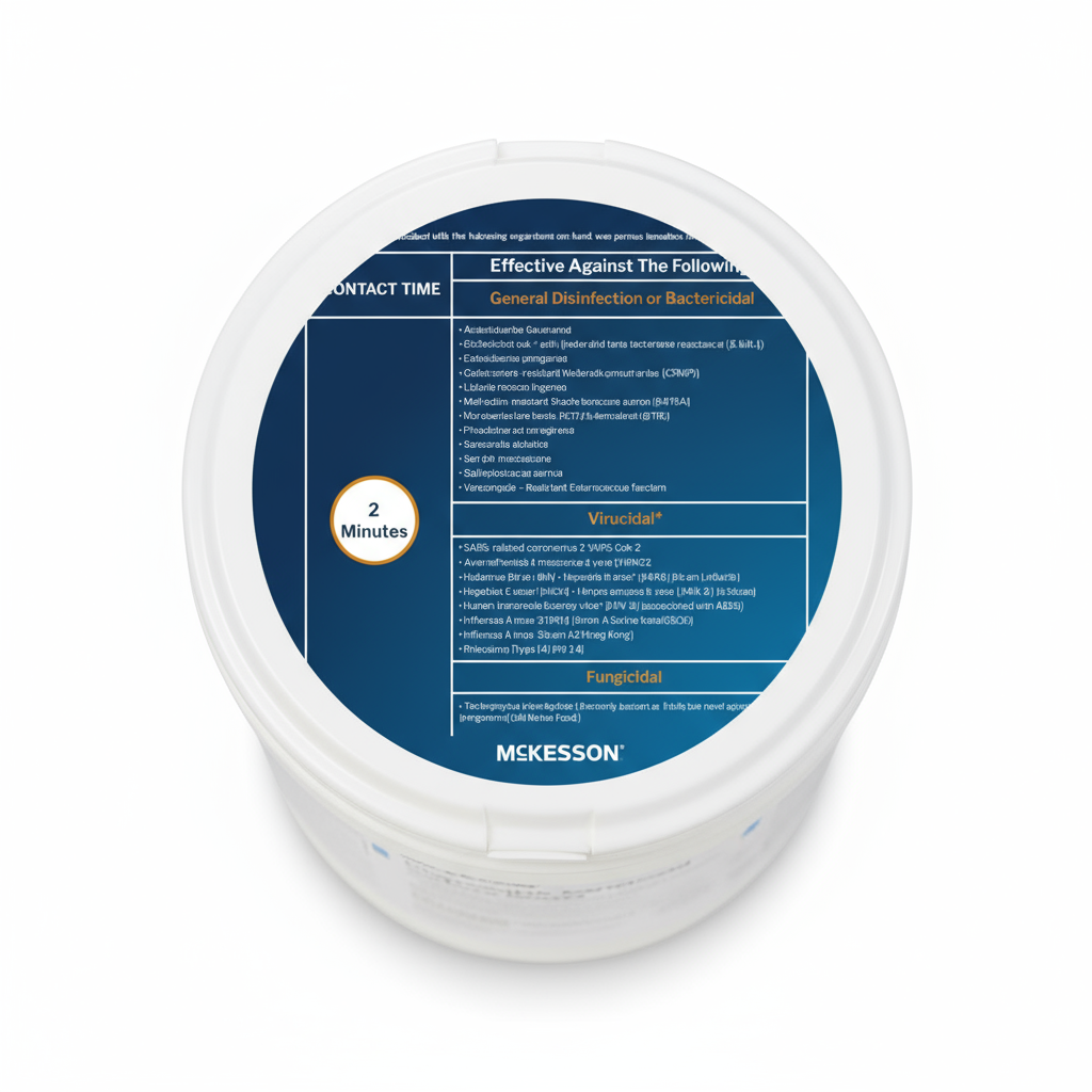 Top-down view of germicidal wipes