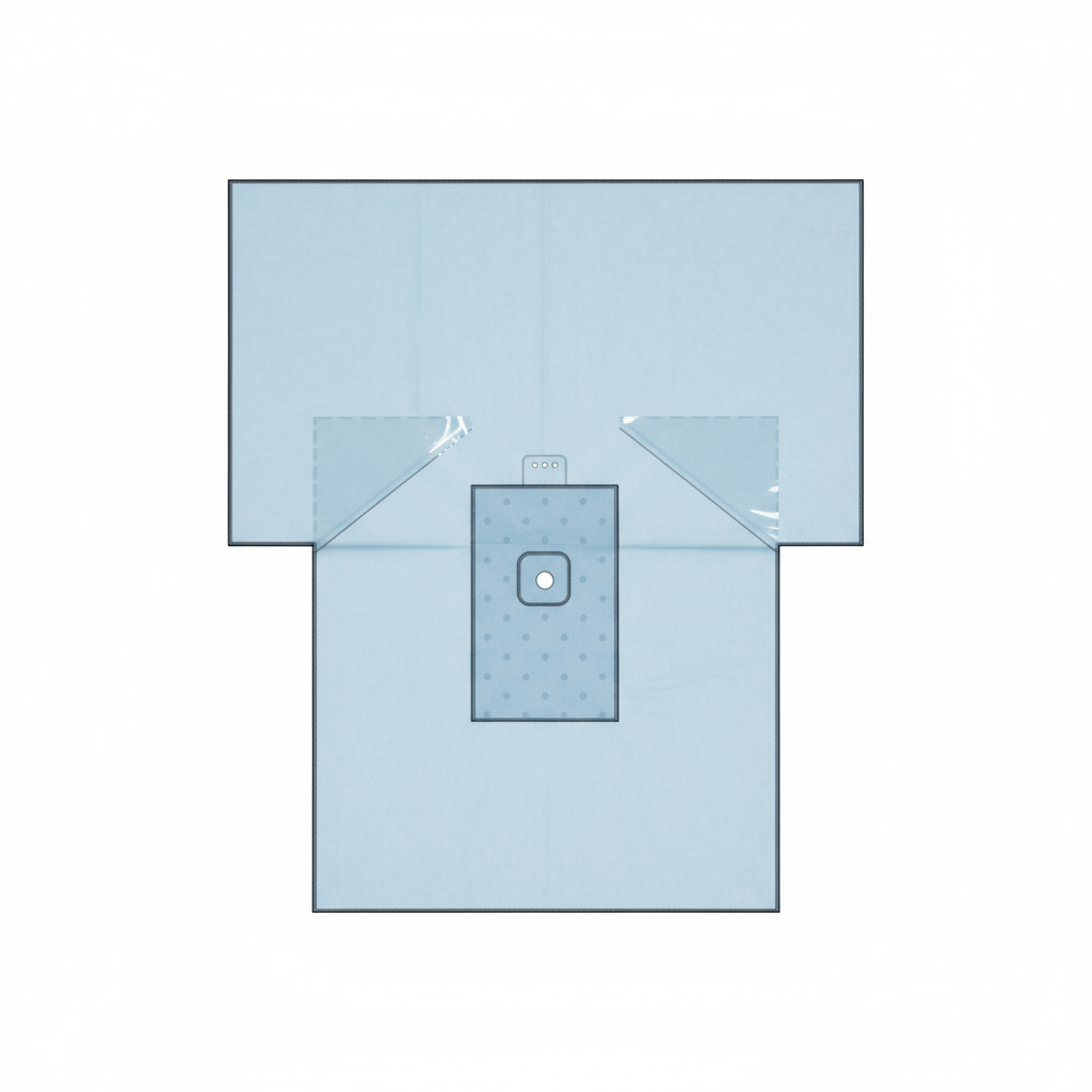Top-down view of surgical drape