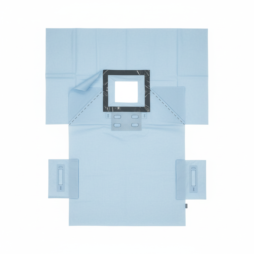 Top-down view of surgical drape