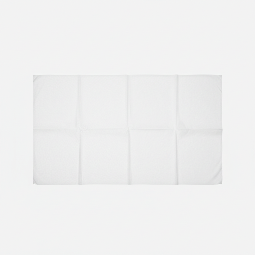 Top-down view of unfolded breast drape