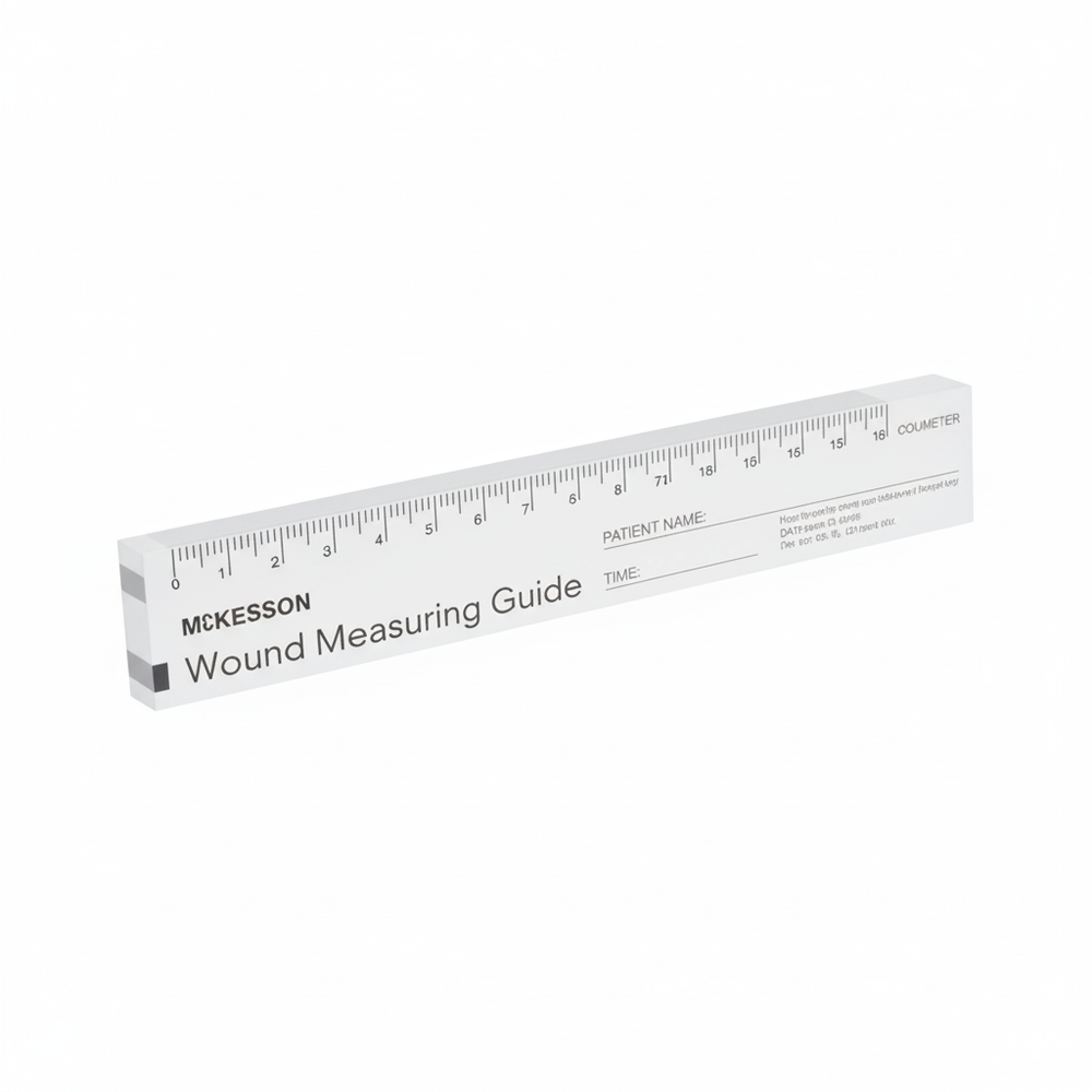 Top-down view of wound measuring ruler