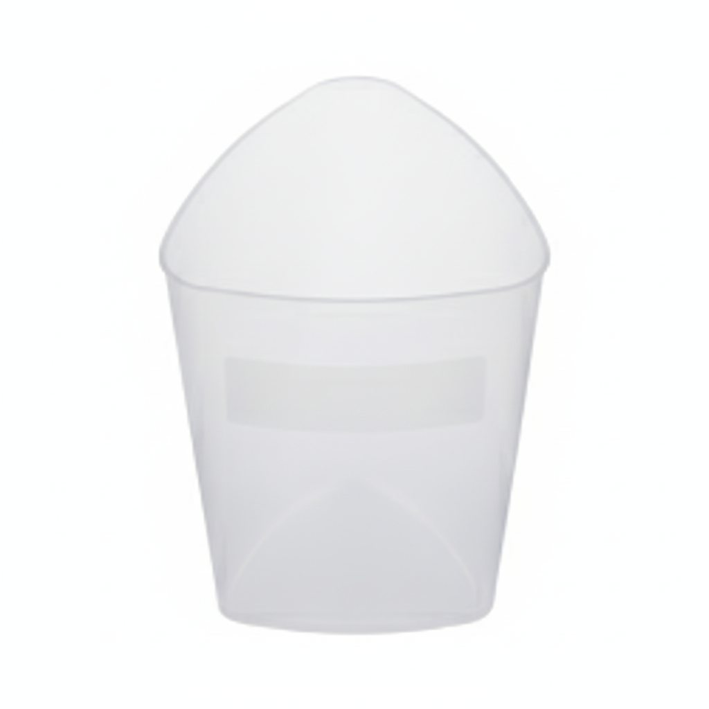 Top view showing triangular opening and frosted panel