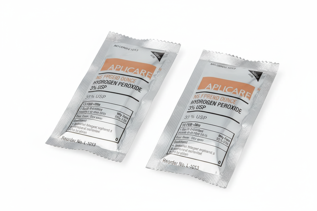 Two 1-oz peroxide foil packs detail