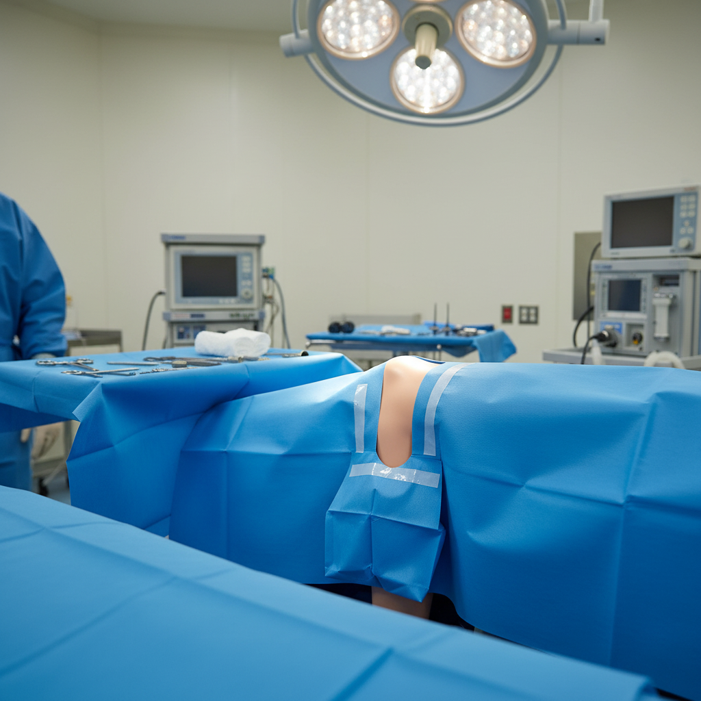 U-drape positioned for orthopedic procedure