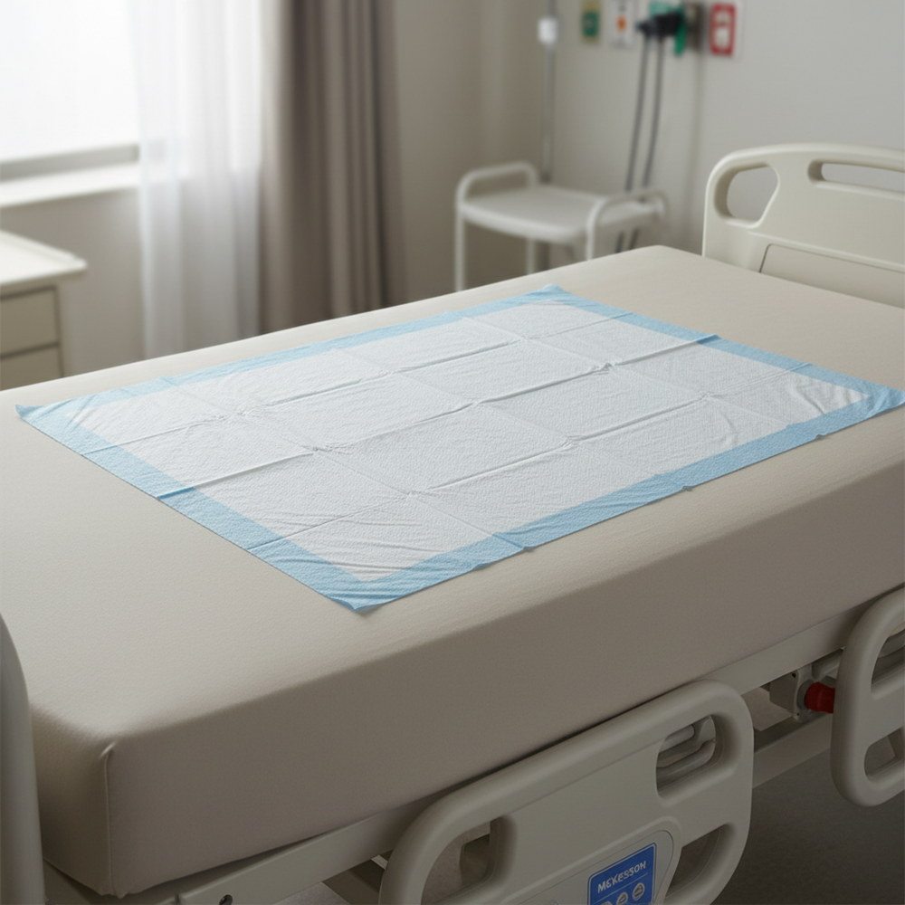 Underpad laid flat on bed